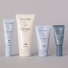 Face Reality Age Defense Kit with 4 products: hydraRemedy™ Gel Serum, Barrier Balance Creamy Cleanser, Cran-Peptide Cream, and antioxidant peptide serum (left to right) against a light background.