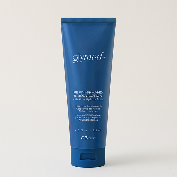 GlyMed Plus Refining Hand & Body Lotion with Alpha Hydroxy Acids, a triple-AHA exfoliating hand and body lotion