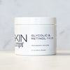 Skin Script Glycolic and Retinol Pads jar, exfoliating pads with glycolic acid and retinol