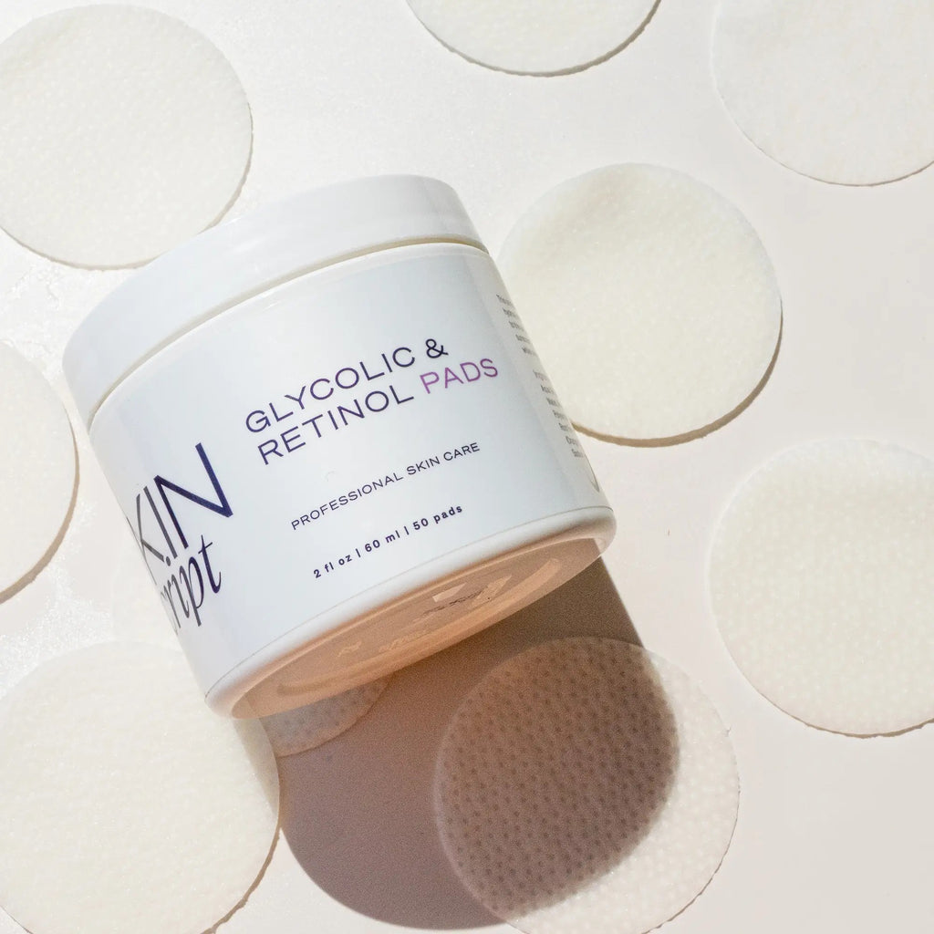 Skin Script Glycolic and Retinol Pads jar, exfoliating pads with glycolic acid and retinol, texture